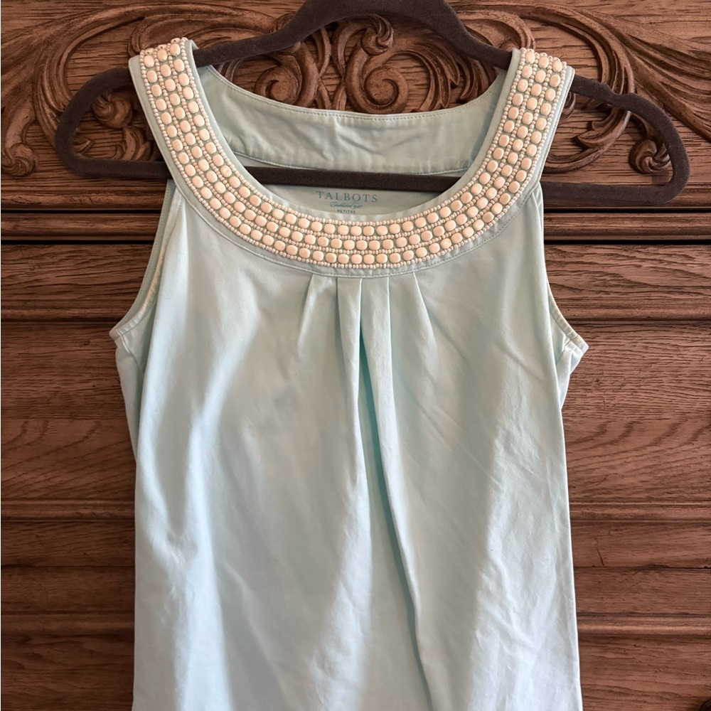Talbots Green Embellished Sleeveless Tank Top